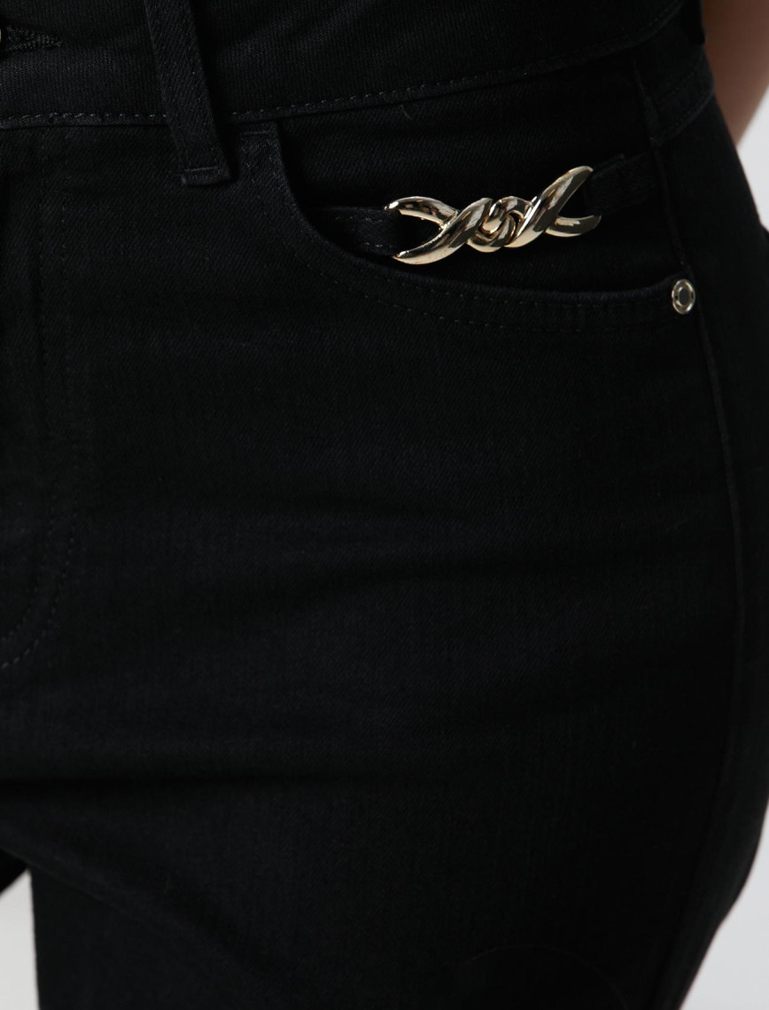 Network Kadın Siyah Aksesuarlı Flare Kalıp Denim Pantolon Network Kadın Siyah Aksesuarlı Flare Kalıp Denim Pantolon