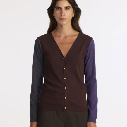 YARGICI V Yaka Renk Bloklu Hırka YARGICI V Yaka Renk Bloklu Hırka