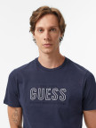 Guess Embosse Regular Fit Erkek Mavi T-Shirt