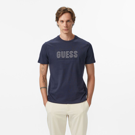 Guess Embosse Regular Fit Erkek Mavi T-Shirt Guess Embosse Regular Fit Erkek Mavi T-Shirt