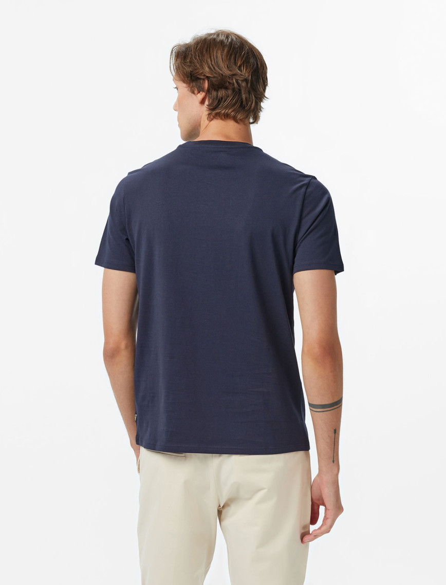 Guess Embosse Regular Fit Erkek Mavi T-Shirt