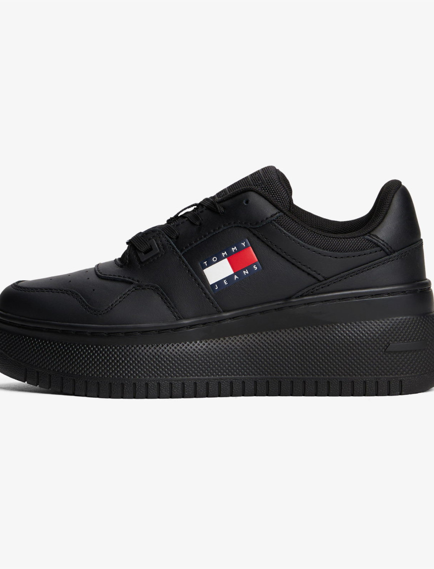 Tommy Jeans New Retro Basket Kadın Siyah Sneaker Tommy Jeans New Retro Basket Kadın Siyah Sneaker