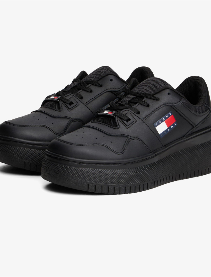 Tommy Jeans New Retro Basket Kadın Siyah Sneaker Tommy Jeans New Retro Basket Kadın Siyah Sneaker