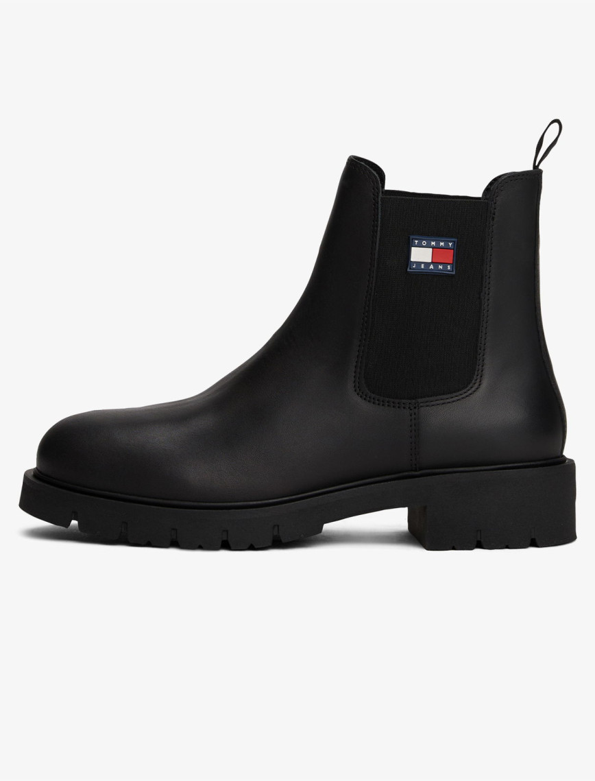 Tommy Jeans Chelsea Leather Kadın Siyah Kısa Bot Tommy Jeans Chelsea Leather Kadın Siyah Kısa Bot