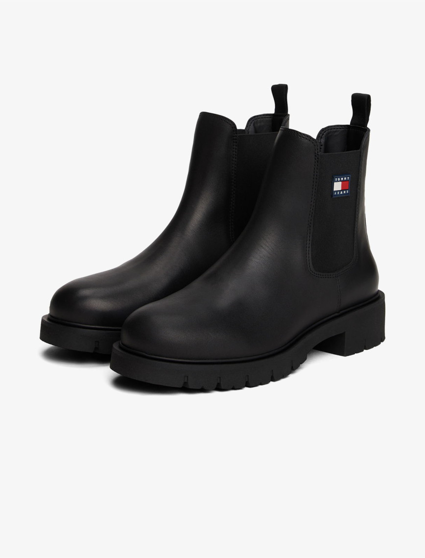 Tommy Jeans Chelsea Leather Kadın Siyah Kısa Bot Tommy Jeans Chelsea Leather Kadın Siyah Kısa Bot