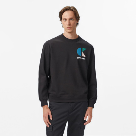 Calvin Klein Terry Bauhaus Logo Erkek Siyah Sweatshirt Calvin Klein Terry Bauhaus Logo Erkek Siyah Sweatshirt