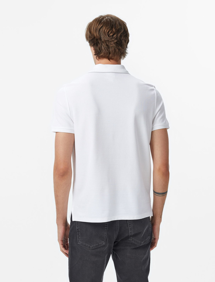 Calvin Klein Refined Pique Tipped Classic Erkek Beyaz Polo