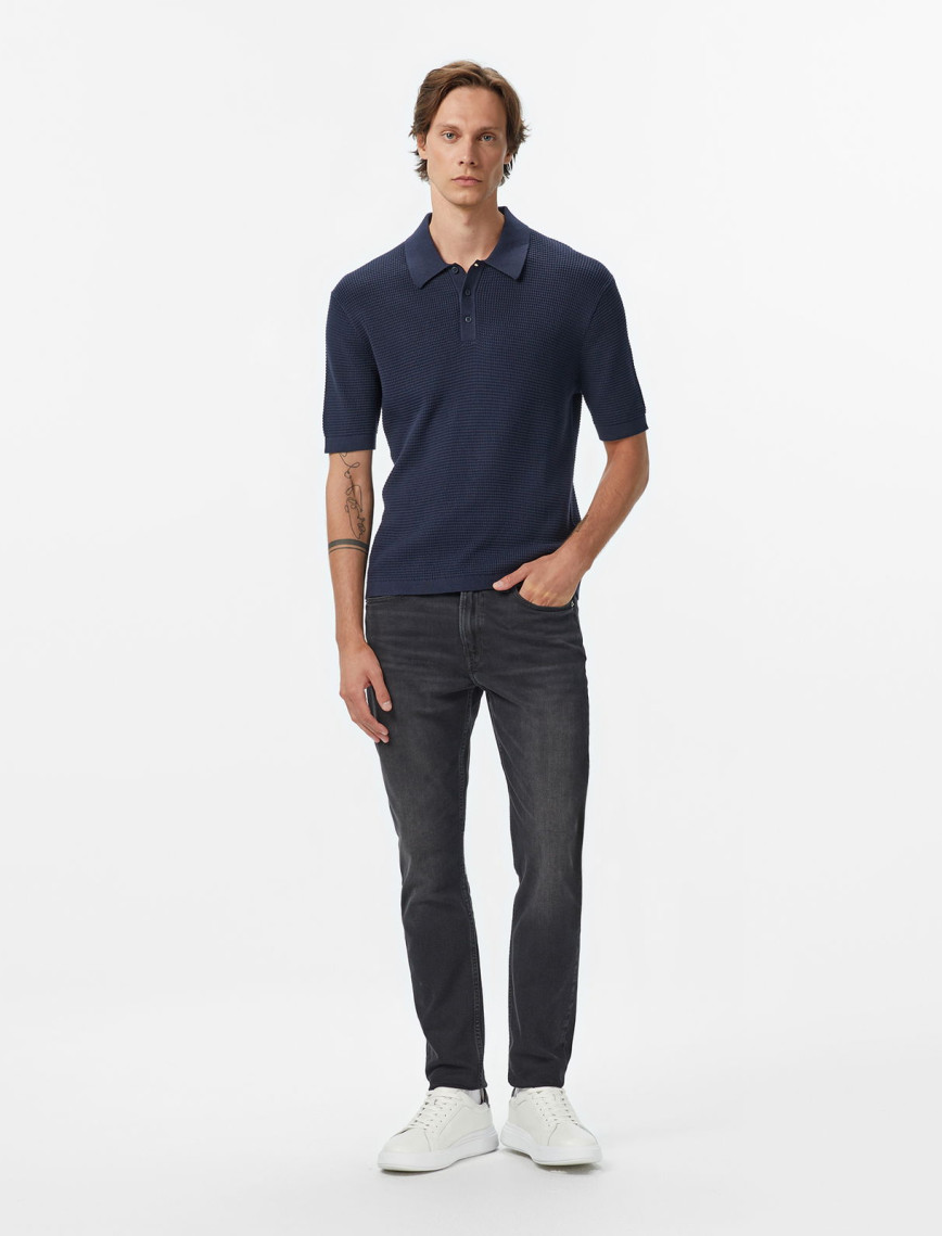 Calvin Klein Cotton Erkek Mavi Triko Calvin Klein Cotton Erkek Mavi Triko