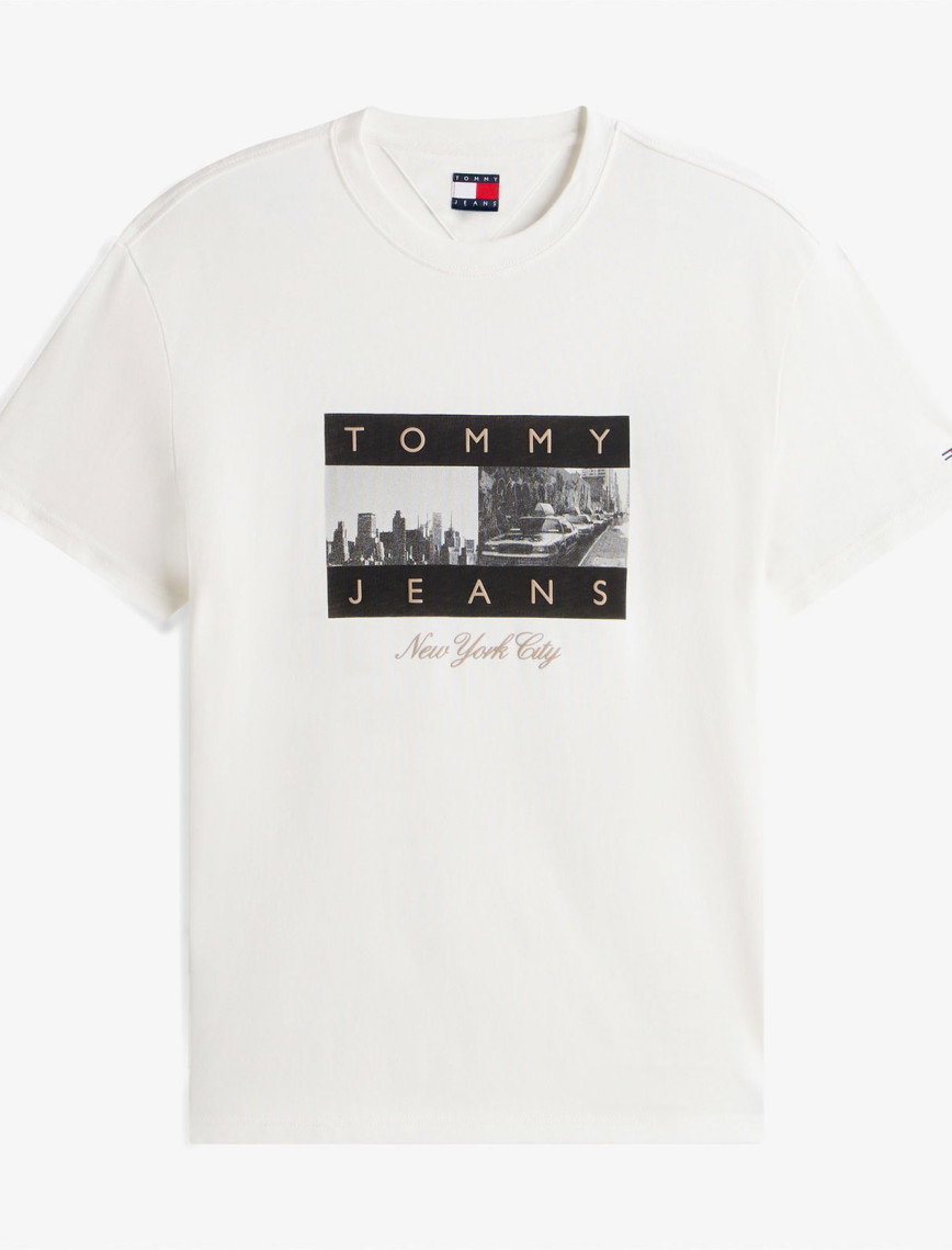 Tommy Jeans Regular Photo Flag Erkek Beyaz T-Shirt Tommy Jeans Regular Photo Flag Erkek Beyaz T-Shirt