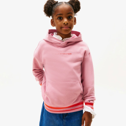 Tommy Hilfiger Mini Logo Çocuk Pembe Hoodie Tommy Hilfiger Mini Logo Çocuk Pembe Hoodie