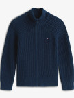 Tommy Hilfiger Half Cardigan Full Zip Çocuk Mavi Triko Ceket Tommy Hilfiger Half Cardigan Full Zip Çocuk Mavi Triko Ceket