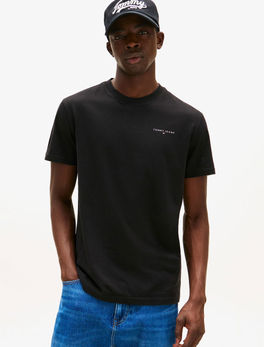 Tommy Jeans Slim Linear Chest Erkek Siyah T-Shirt Tommy Jeans Slim Linear Chest Erkek Siyah T-Shirt