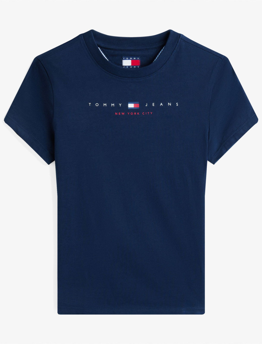 Tommy Jeans Slim Linear Kadın Mavi T-Shirt Tommy Jeans Slim Linear Kadın Mavi T-Shirt