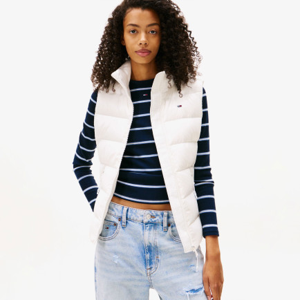 Tommy Jeans Slim Zip Print Down Kadın Beyaz Yelek Tommy Jeans Slim Zip Print Down Kadın Beyaz Yelek