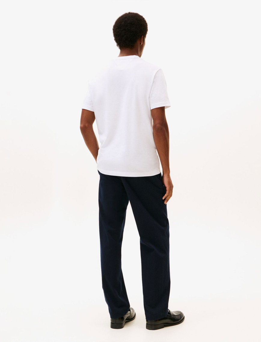 Tommy Hilfiger Linear Flag Graphic Erkek Beyaz T-Shirt