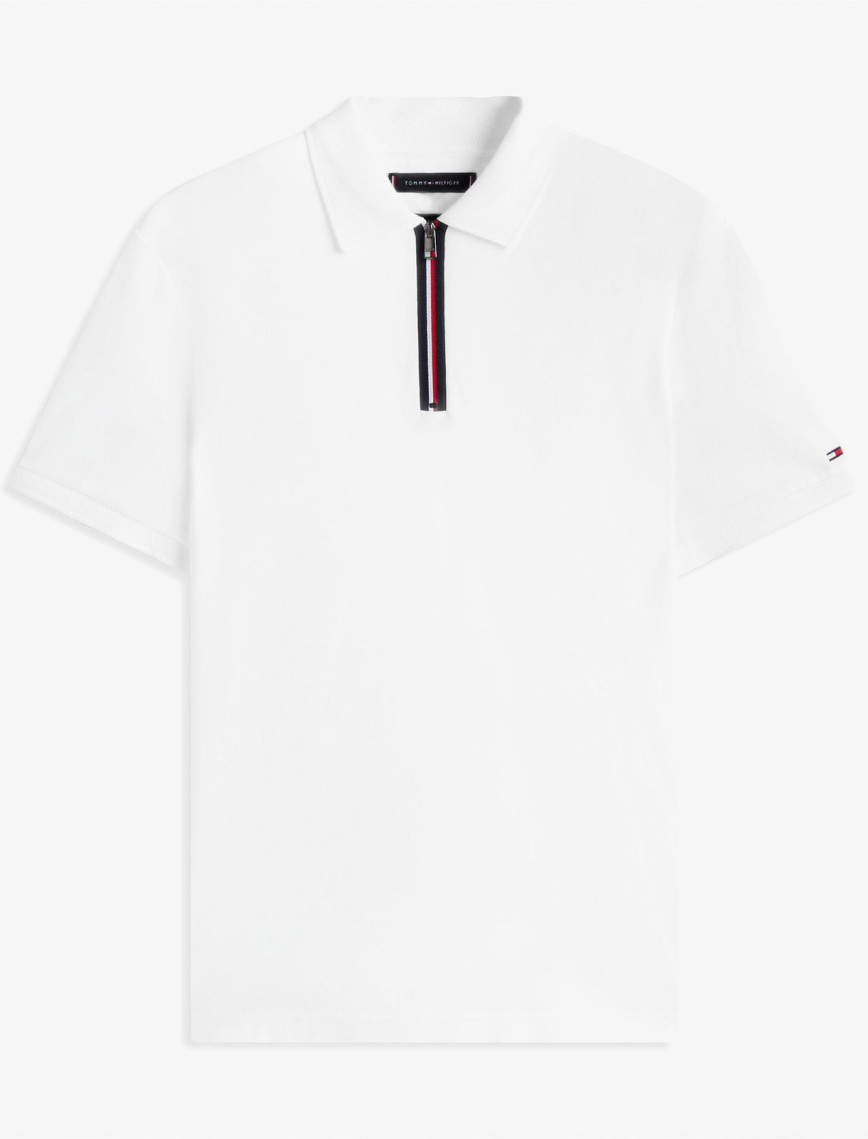 Tommy Hilfiger Interlock Zip Regular Erkek Beyaz Polo Tommy Hilfiger Interlock Zip Regular Erkek Beyaz Polo