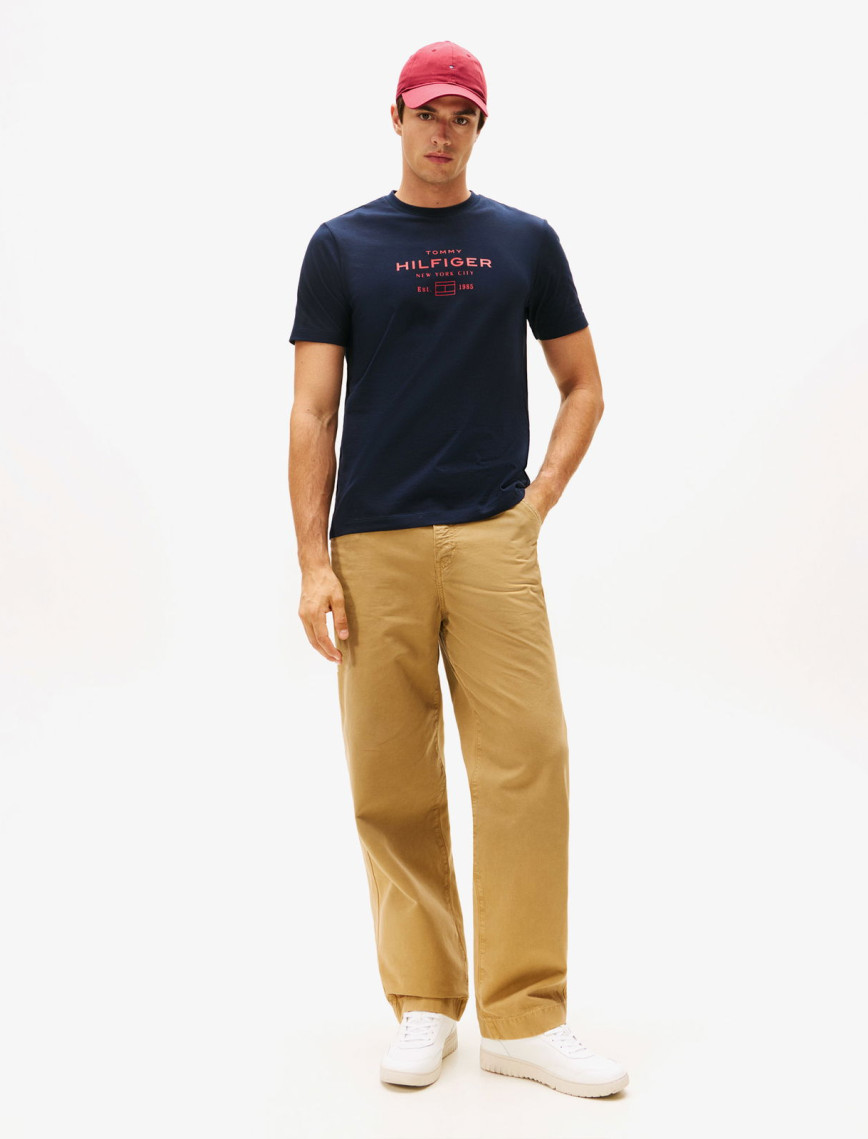 Tommy Hilfiger Stack Graphic Erkek Mavi T-Shirt Tommy Hilfiger Stack Graphic Erkek Mavi T-Shirt