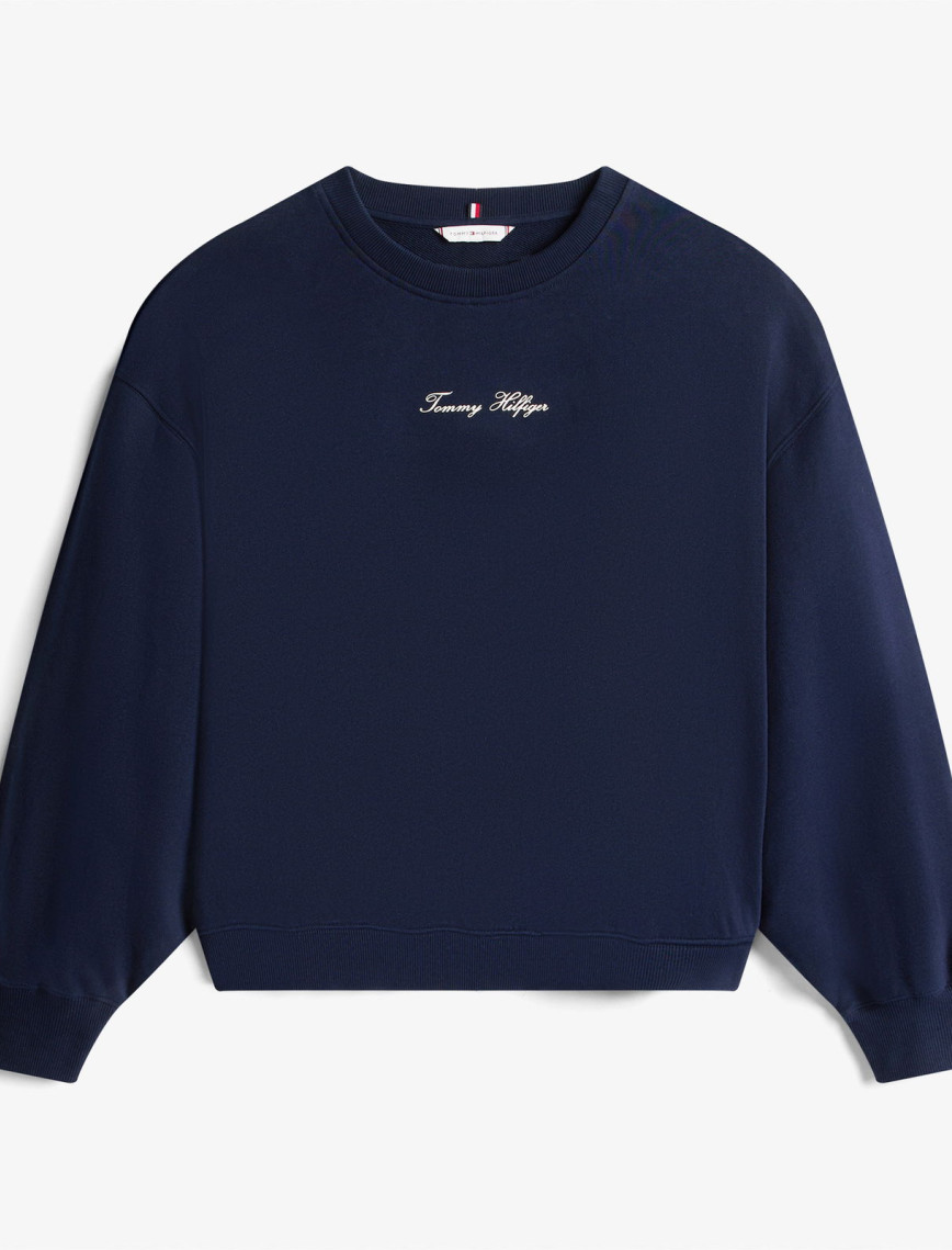Tommy Hilfiger Classic Script Terry Kadın Mavi Sweatshirt Tommy Hilfiger Classic Script Terry Kadın Mavi Sweatshirt