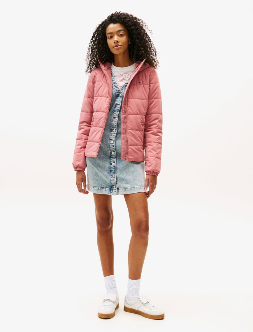 Tommy Jeans Slim Padded Kadın Pembe Puffer Mont Tommy Jeans Slim Padded Kadın Pembe Puffer Mont