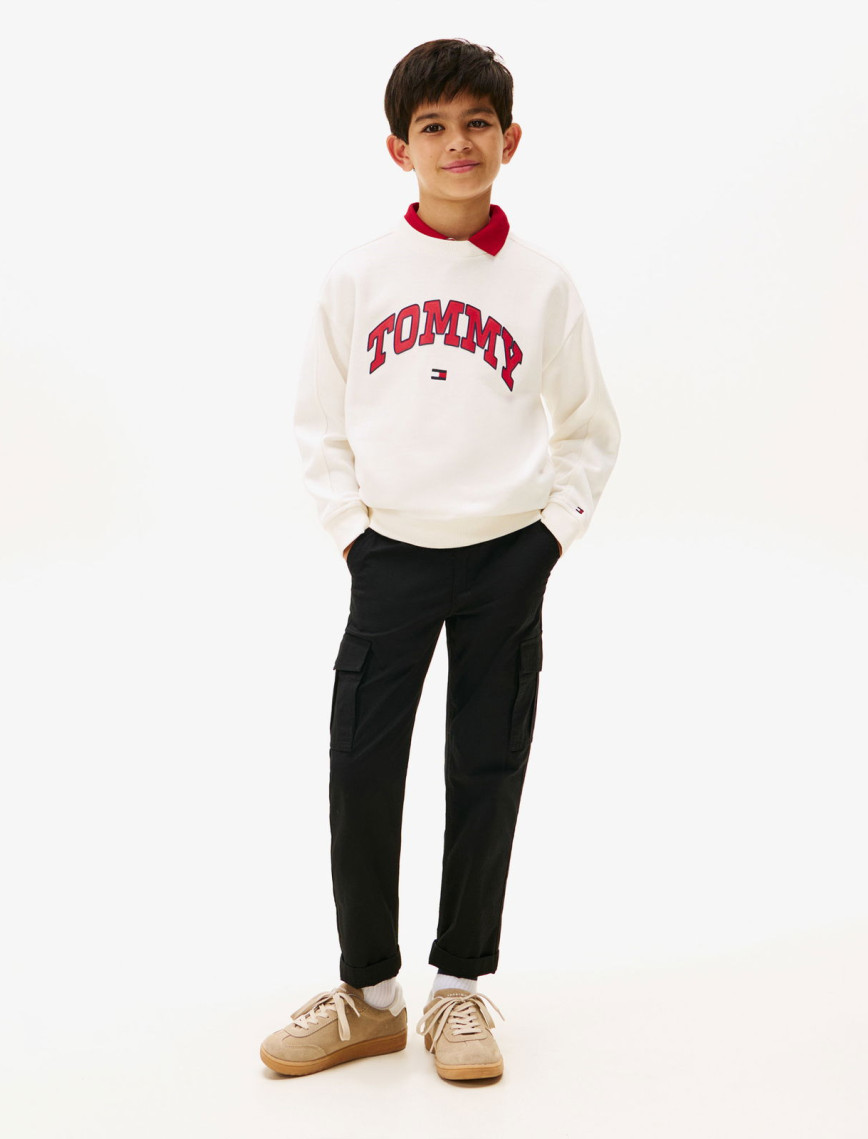 Tommy Hilfiger Varsity Raised Print Çocuk Beyaz Sweatshirt Tommy Hilfiger Varsity Raised Print Çocuk Beyaz Sweatshirt