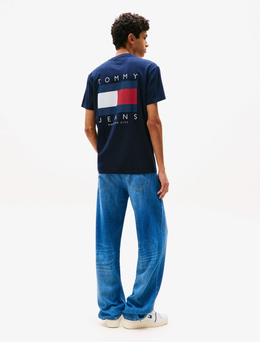 Tommy Jeans Regular Flag Erkek Mavi T-Shirt Tommy Jeans Regular Flag Erkek Mavi T-Shirt