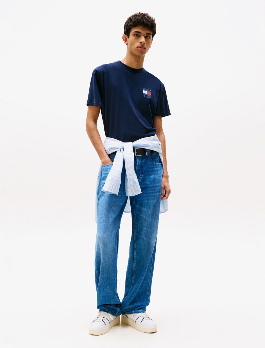 Tommy Jeans Regular Flag Erkek Mavi T-Shirt Tommy Jeans Regular Flag Erkek Mavi T-Shirt