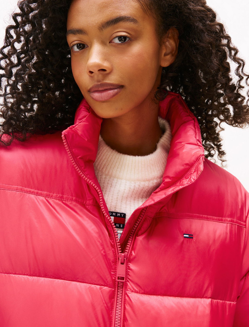 Tommy Jeans Hood Essentials Kadın Pembe Puffer Mont Tommy Jeans Hood Essentials Kadın Pembe Puffer Mont