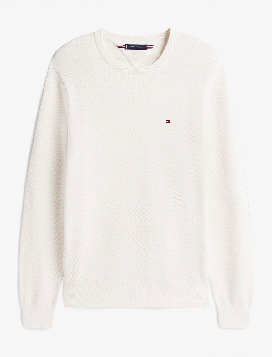Tommy Hilfiger Essential Structure Yuvarlak Yaka Erkek Beyaz Kazak Tommy Hilfiger Essential Structure Yuvarlak Yaka Erkek Beyaz Kazak