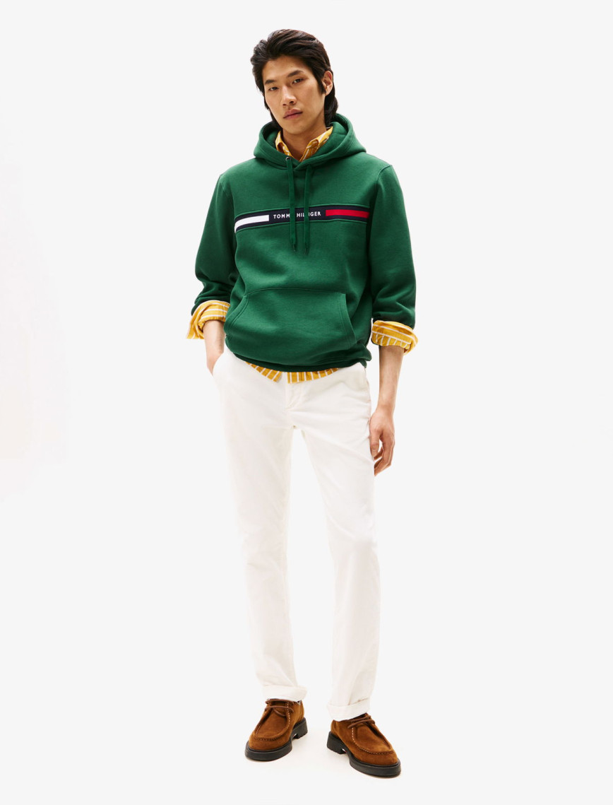 Tommy Hilfiger Chest Insert Erkek Yeşil Hoodie Tommy Hilfiger Chest Insert Erkek Yeşil Hoodie