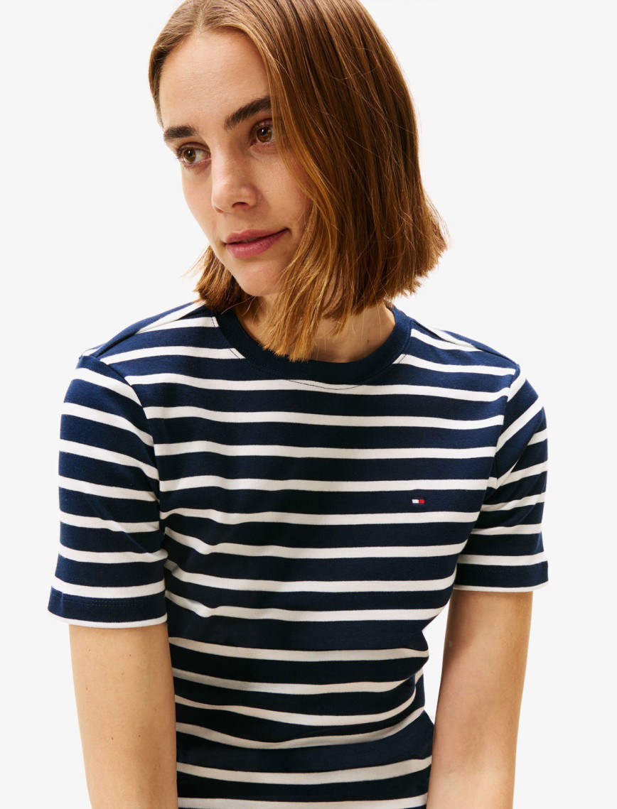Tommy Hilfiger Slim Cody Kadın Mavi T-Shirt Tommy Hilfiger Slim Cody Kadın Mavi T-Shirt