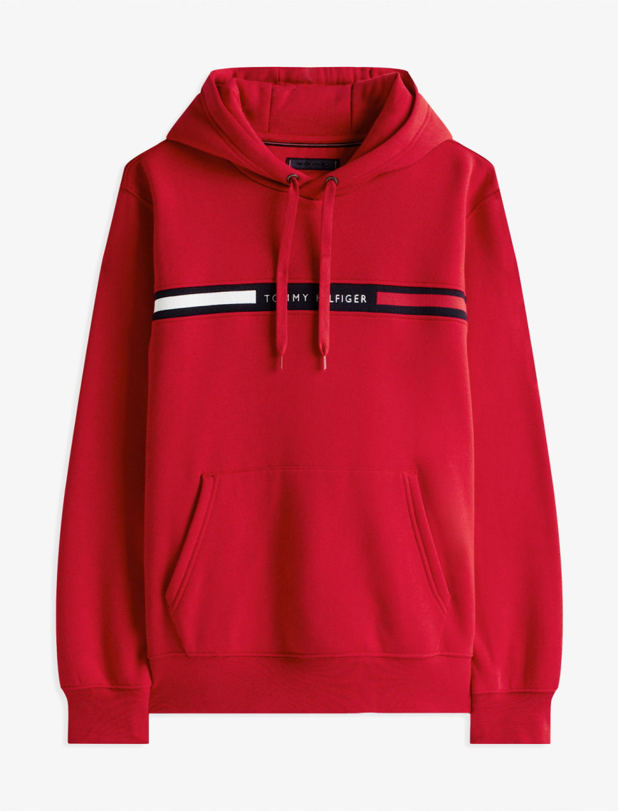 Tommy Hilfiger Chest Insert Erkek Kırmızı Hoodie Tommy Hilfiger Chest Insert Erkek Kırmızı Hoodie