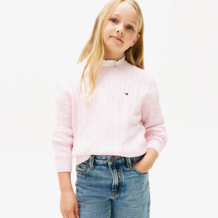 Tommy Hilfiger Cable Çocuk Pembe Kazak Tommy Hilfiger Cable Çocuk Pembe Kazak