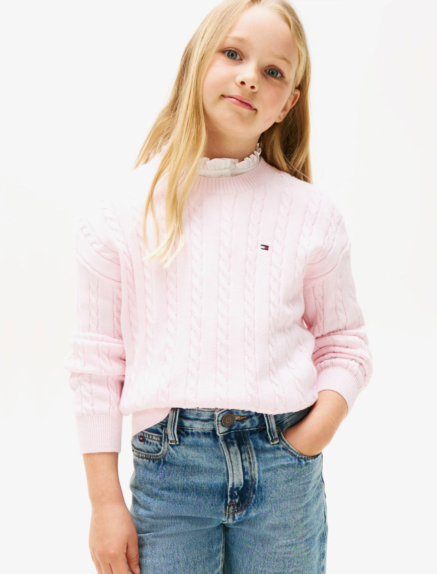 Tommy Hilfiger Cable Çocuk Pembe Kazak Tommy Hilfiger Cable Çocuk Pembe Kazak