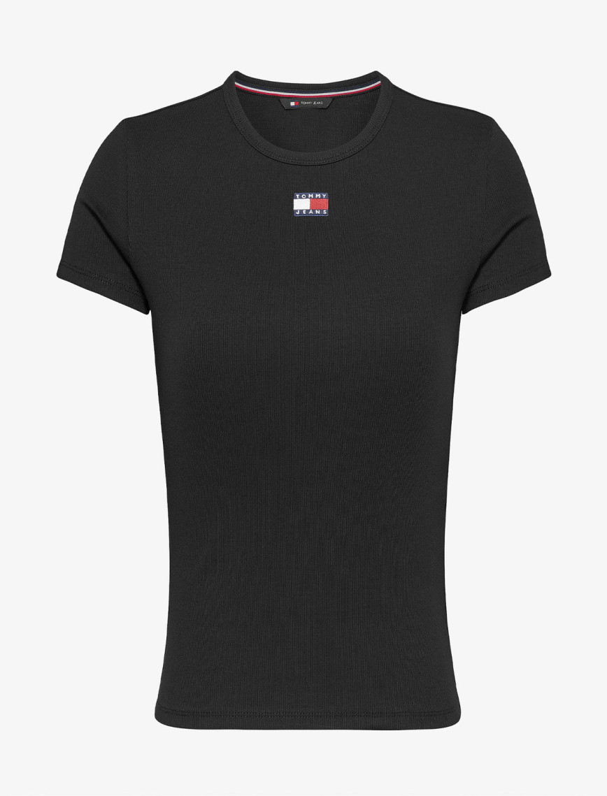 Tommy Jeans Slim Badge Kadın Siyah T-Shirt Tommy Jeans Slim Badge Kadın Siyah T-Shirt