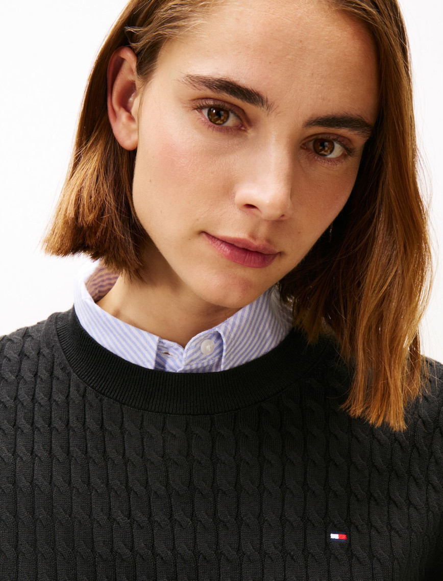 Tommy Hilfiger Cable Kadın Siyah Kazak Tommy Hilfiger Cable Kadın Siyah Kazak