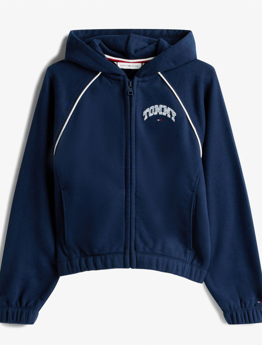 Tommy Hilfiger Varsity Çocuk Mavi Fermuarlı Hoodie Tommy Hilfiger Varsity Çocuk Mavi Fermuarlı Hoodie