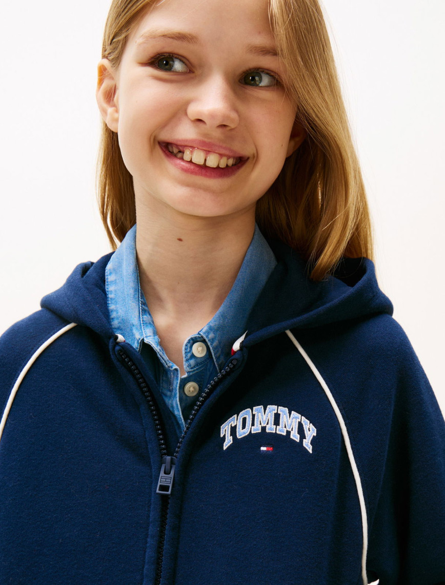 Tommy Hilfiger Varsity Çocuk Mavi Fermuarlı Hoodie Tommy Hilfiger Varsity Çocuk Mavi Fermuarlı Hoodie