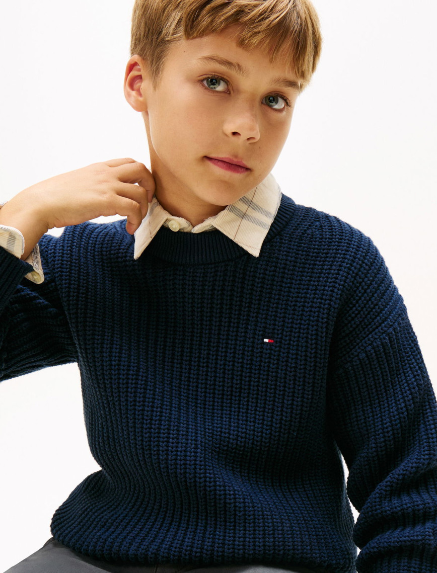 Tommy Hilfiger Half Cardigan Çocuk Mavi Kazak Tommy Hilfiger Half Cardigan Çocuk Mavi Kazak