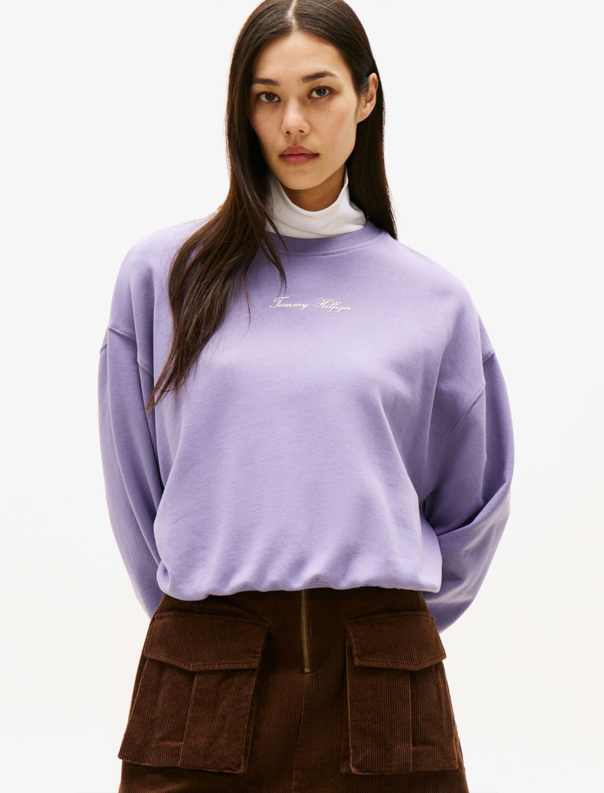 Tommy Hilfiger Classic Script Terry Kadın Mor Sweatshirt Tommy Hilfiger Classic Script Terry Kadın Mor Sweatshirt