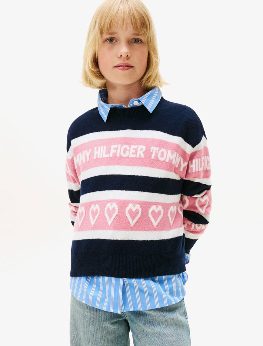 Tommy Hilfiger Intarsia Çocuk Mavi Kazak Tommy Hilfiger Intarsia Çocuk Mavi Kazak