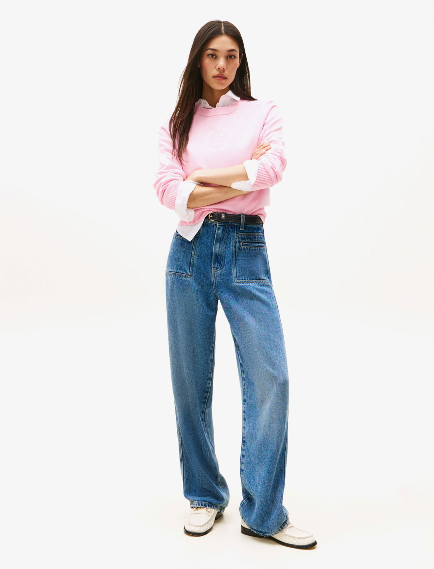 Tommy Hilfiger Graphic Logo Kadın Pembe Kazak Tommy Hilfiger Graphic Logo Kadın Pembe Kazak