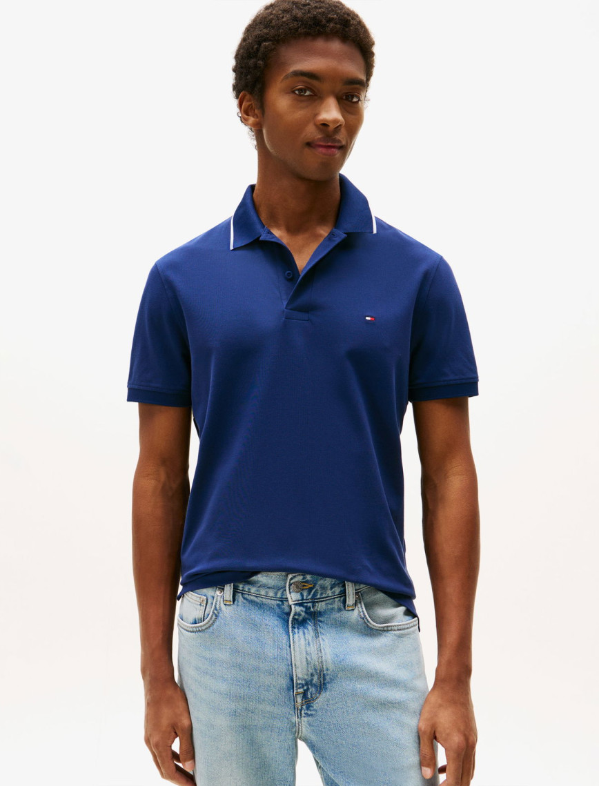 Tommy Hilfiger Performance Pique Regular Tipped Erkek Beyaz Polo Tommy Hilfiger Performance Pique Regular Tipped Erkek Beyaz Polo