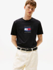 Tommy Hilfiger Linear Flag Graphic Erkek Siyah T-Shirt