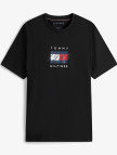Tommy Hilfiger Linear Flag Graphic Erkek Siyah T-Shirt