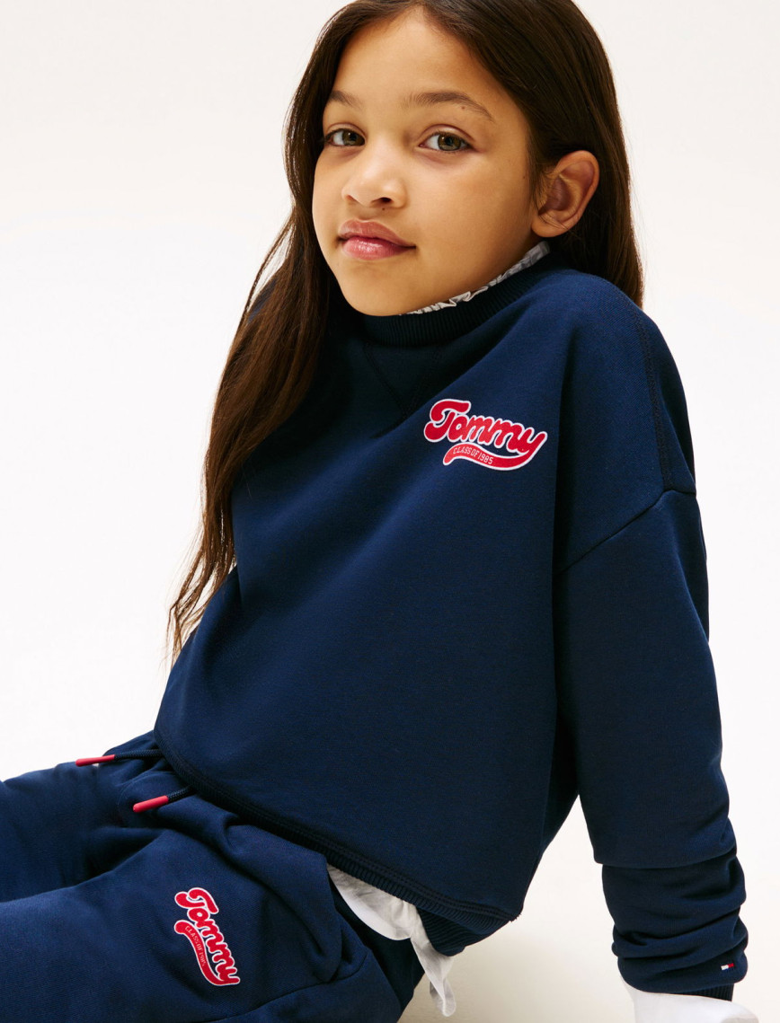 Tommy Hilfiger Wide Leg Varsity Flock Çocuk Mavi Eşofman Altı Tommy Hilfiger Wide Leg Varsity Flock Çocuk Mavi Eşofman Altı