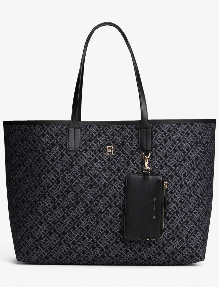 Tommy Hilfiger Icon Jacquard Kadın Siyah Tote Çanta Tommy Hilfiger Icon Jacquard Kadın Siyah Tote Çanta