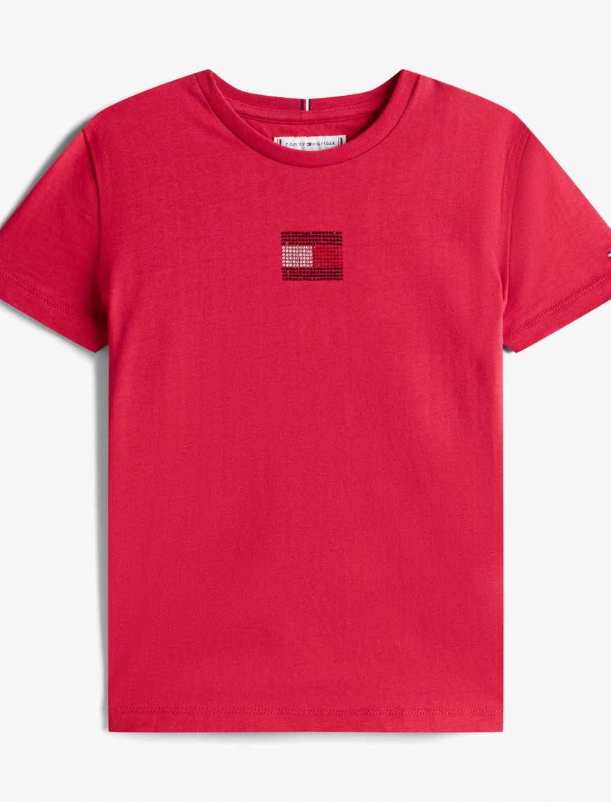 Tommy Hilfiger Rhine Stone Flag Çocuk Kırmızı T-Shirt Tommy Hilfiger Rhine Stone Flag Çocuk Kırmızı T-Shirt