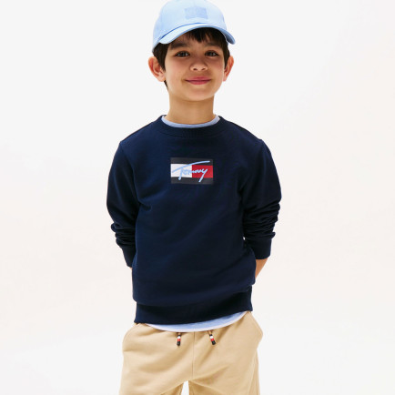 Tommy Hilfiger Script Flag Çocuk Mavi Sweatshirt Tommy Hilfiger Script Flag Çocuk Mavi Sweatshirt