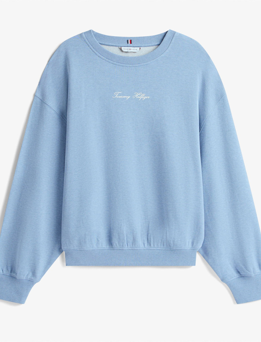 Tommy Hilfiger Classic Script Terry Kadın Mavi Sweatshirt Tommy Hilfiger Classic Script Terry Kadın Mavi Sweatshirt
