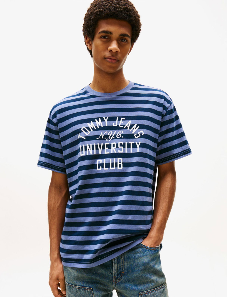 Tommy Jeans Relax Stripe Erkek Mavi T-Shirt Tommy Jeans Relax Stripe Erkek Mavi T-Shirt